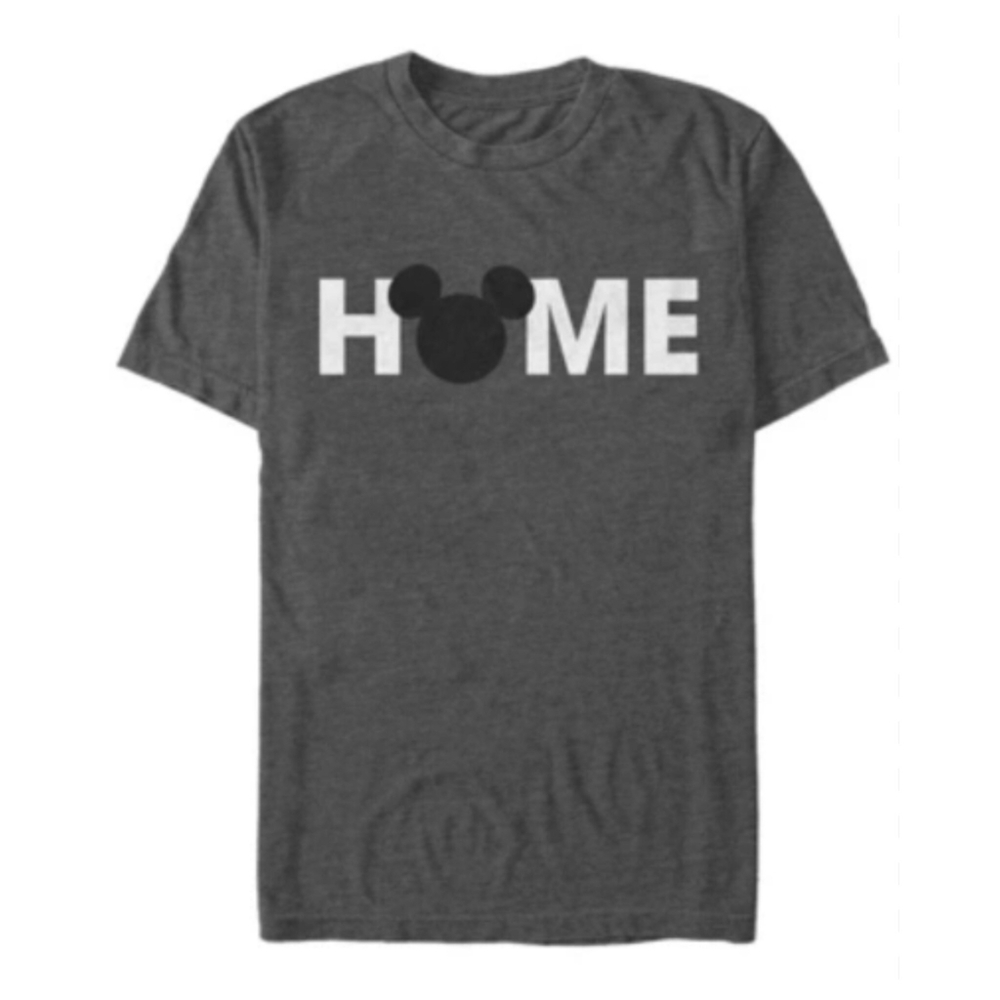 Disney unisex 'Home' Mickey ears graphics short sleeve gray tee Lg. EUC